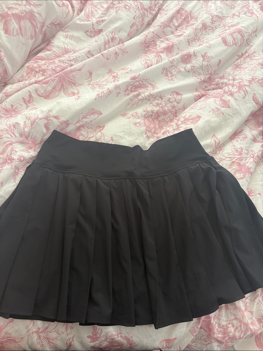 aerie Black Pleated Skater Mini Skirt